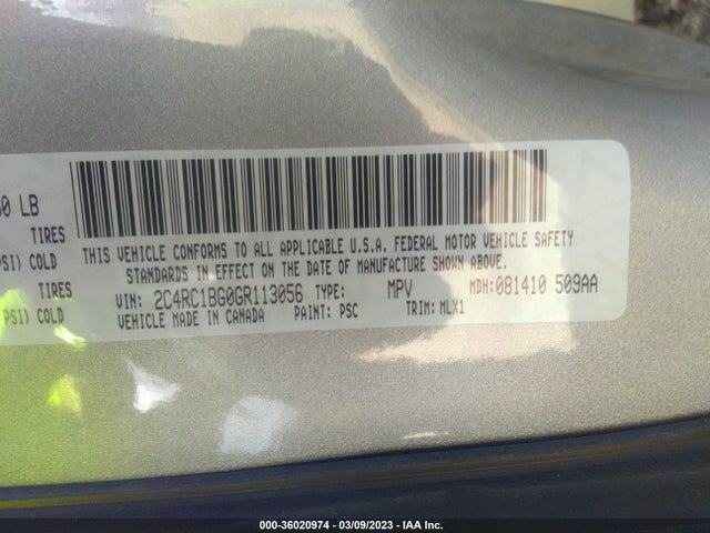 2016 Chrysler Town & Country, VIN: 2C4RC1BG0GR113056