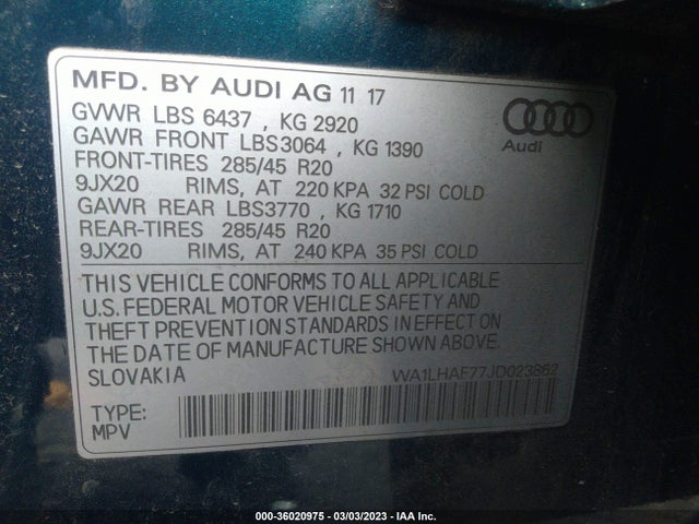 Audi Q7 Premium Plus 2018 WA1LHAF77JD023862 Image 9