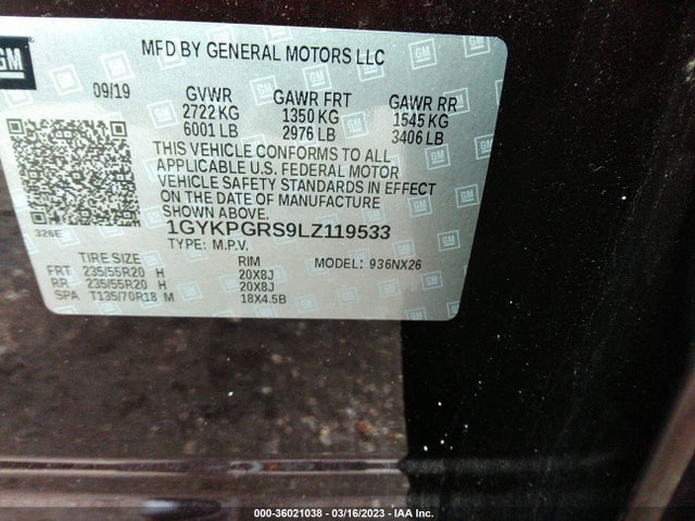 2020 Cadillac XT6, VIN: 1GYKPGRS9LZ119533