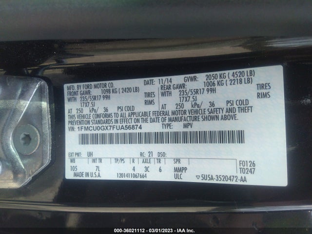 Ford ESCAPE SE 2015 1FMCU0GX7FUA56874 Image 9