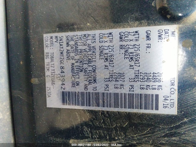 Nissan ROGUE SV 2016 5N1AT2MT2GC843942 Image 9