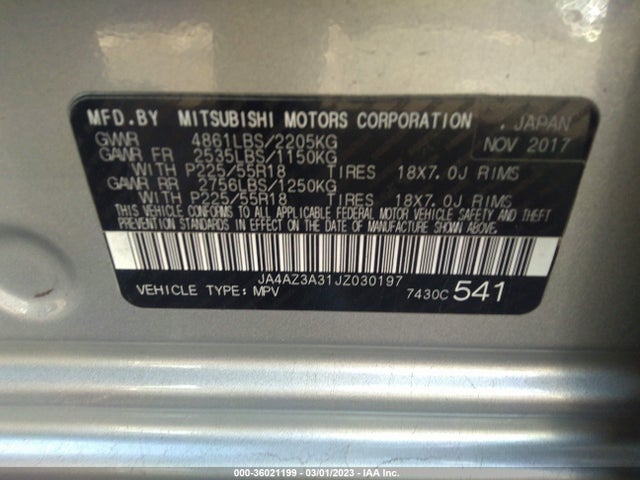 JA4AZ3A31JZ030197 Mitsubishi Outlander Es/se/sel/le