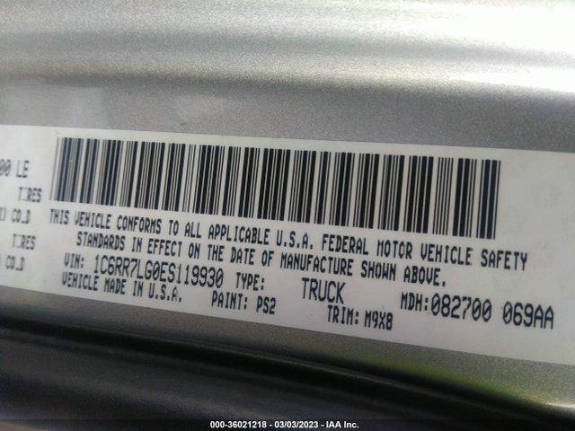 RAM 1500 Big Horn 2014 1C6RR7LG0ES119930 Image 10