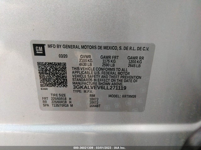 2020 GMC TERRAIN SLT VIN: 3GKALVEV6LL271119