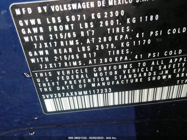 3VV2B7AX9MM117233 Volkswagen Tiguan Se/se R-line Black/sel