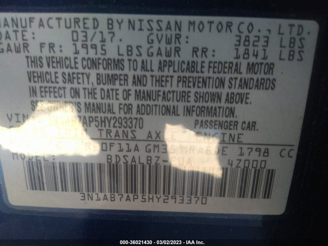 Nissan SENTRA S 2017 3N1AB7AP5HY293370 Image 9