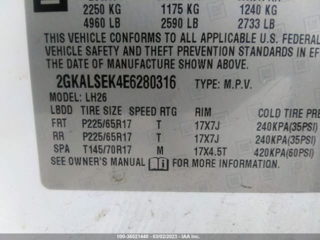 2GKALSEK4E6280316 GMC Terrain Slt