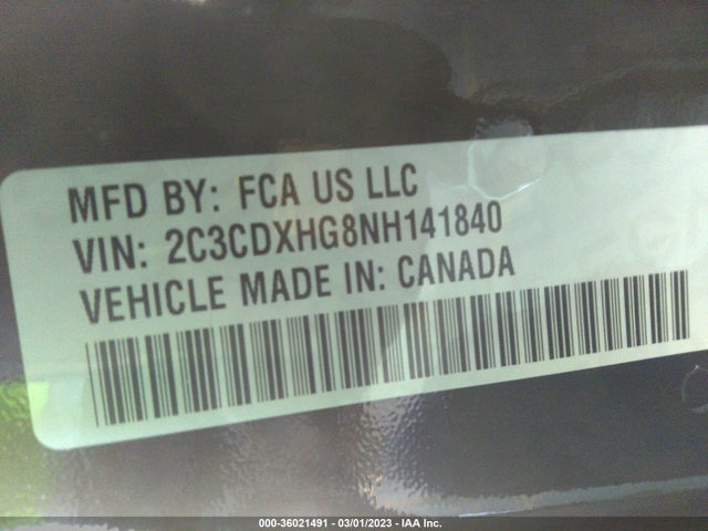 2022 DODGE CHARGER GT VIN: 2C3CDXHG8NH141840