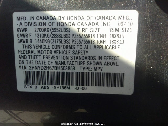 Acura Mdx Tech Pkg 2011 2HNYD2H67BH503853 Image 9
