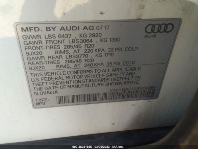 Audi Q7 Premium Plus 2018 WA1LHAF73JD006394 Image 10