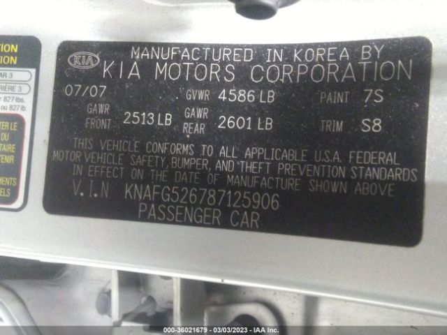 KNAFG526787125906 KIA Rondo Lx