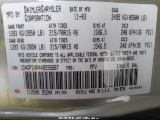Dodge Grand Caravan Se 2004 1D4GP24R44B595687 Image 9