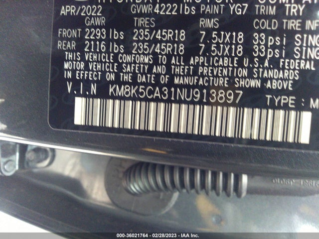 Hyundai Kona Limited 2022 KM8K5CA31NU913897 Image 10