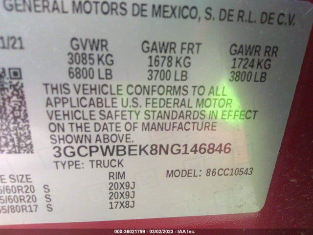 Chevrolet Silverado 1500 Ltd Custom 2022 3GCPWBEK8NG146846 Image 9