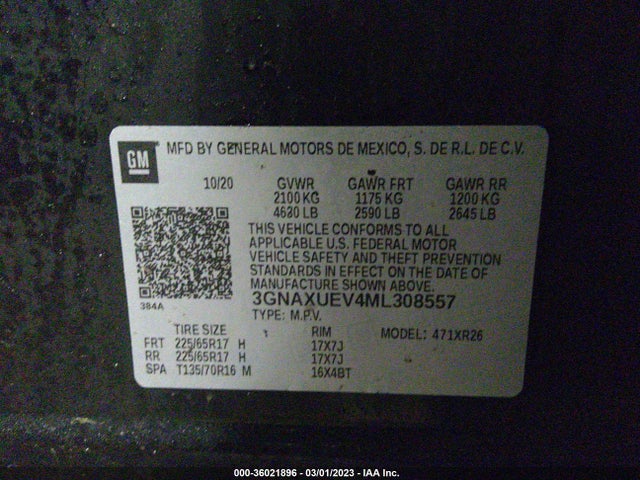 Chevrolet EQUINOX LT 2021 3GNAXUEV4ML308557 Image 9