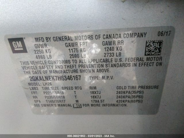 2GKALNEK7H6346167 GMC Terrain Sle