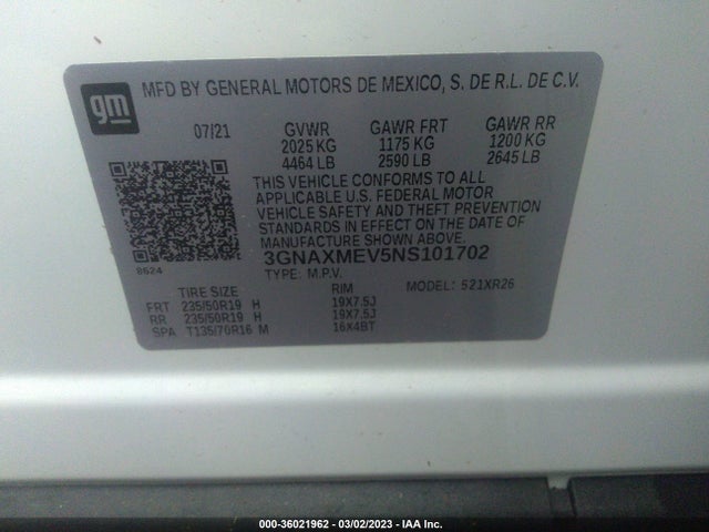 Chevrolet EQUINOX RS 2022 3GNAXMEV5NS101702 Image 9