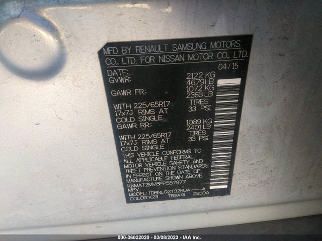 Nissan ROGUE SV 2015 KNMAT2MV8FP557977 Image 10