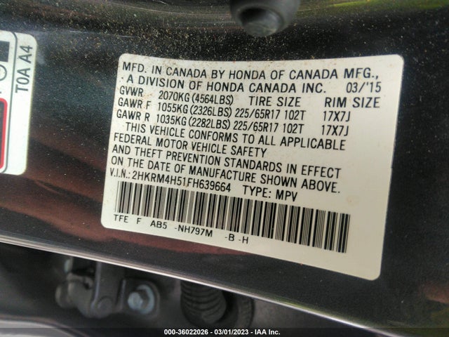 Honda CR-V EX 2015 2HKRM4H51FH639664 Image 10