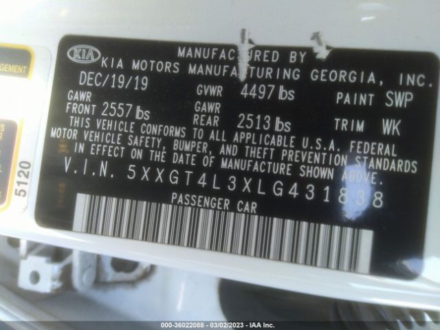 5XXGT4L3XLG431838 KIA Optima Lx