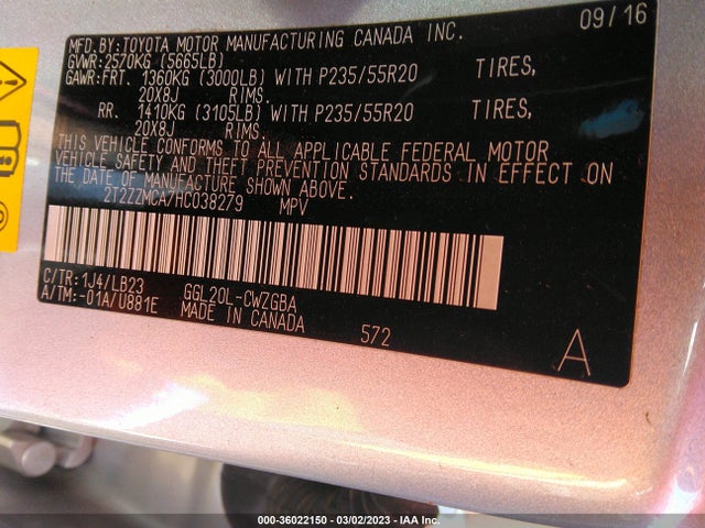 2T2ZZMCA7HC038279 Lexus Rx Rx 350