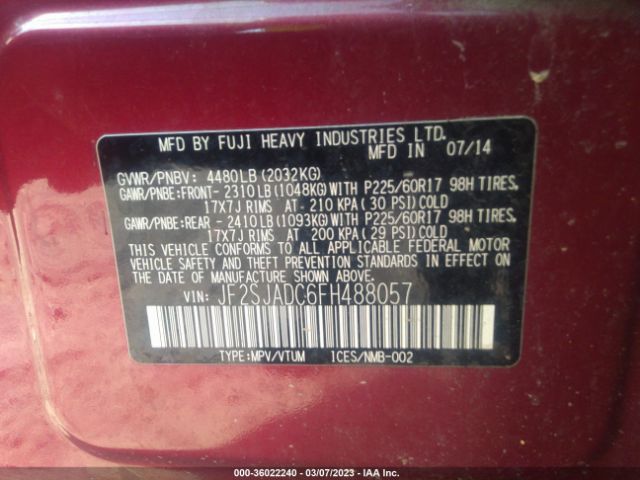 JF2SJADC6FH488057 Subaru Forester 2.5i Premium
