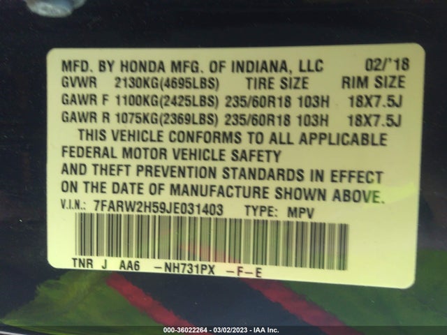 Honda CR-V EX 2018 7FARW2H59JE031403 Image 9