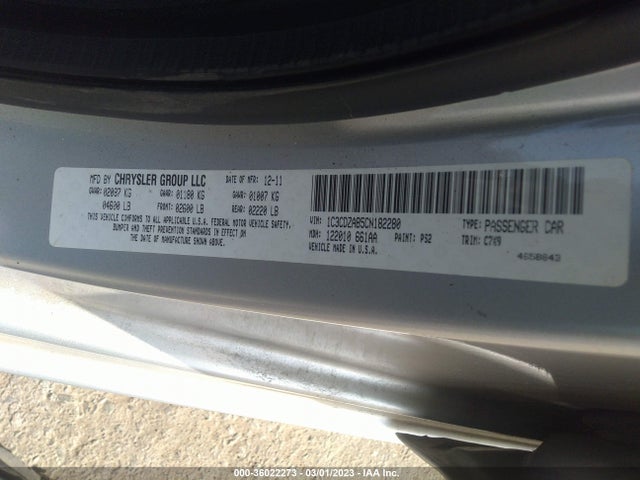 2012 DODGE AVENGER SE VIN: 1C3CDZAB5CN182280
