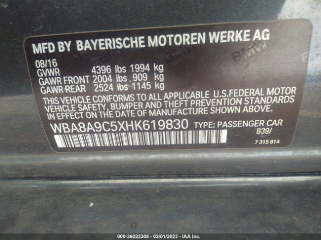 WBA8A9C5XHK619830 BMW 3 Series 320i