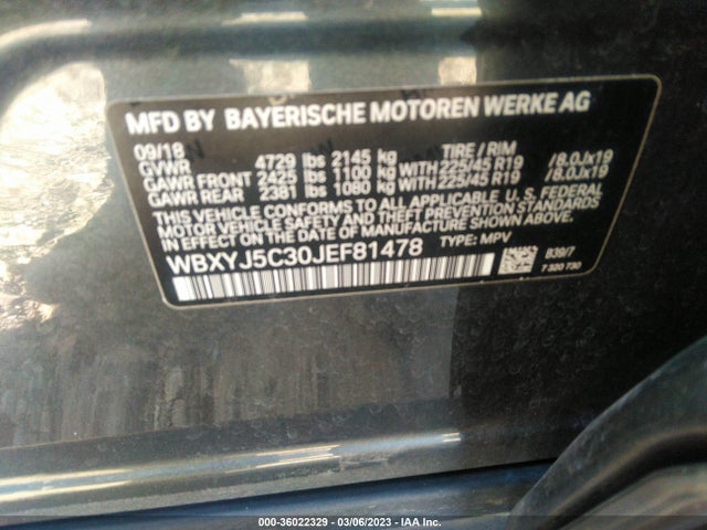 2018 BMW X2, VIN: WBXYJ5C30JEF81478