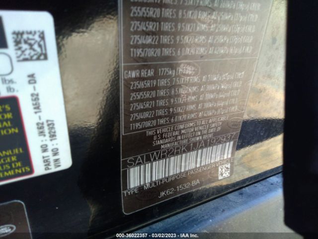 SALWR2RK1JA192937 Land Rover Range Rover Sport Hse
