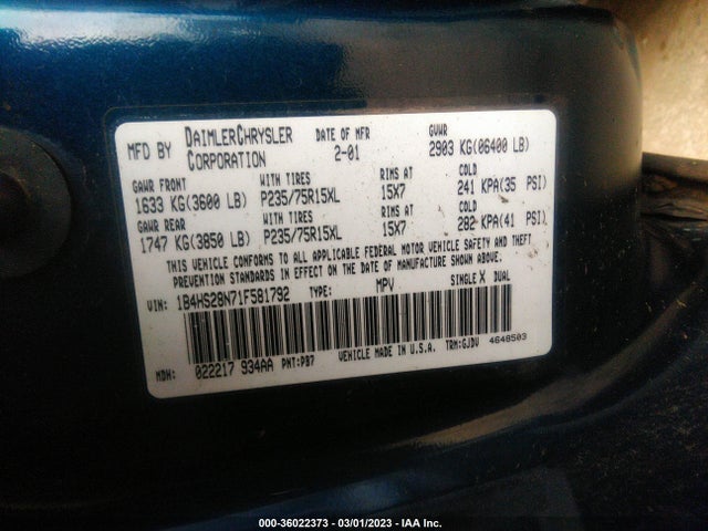 Dodge Durango 2001 1B4HS28N71F581792 Image 10
