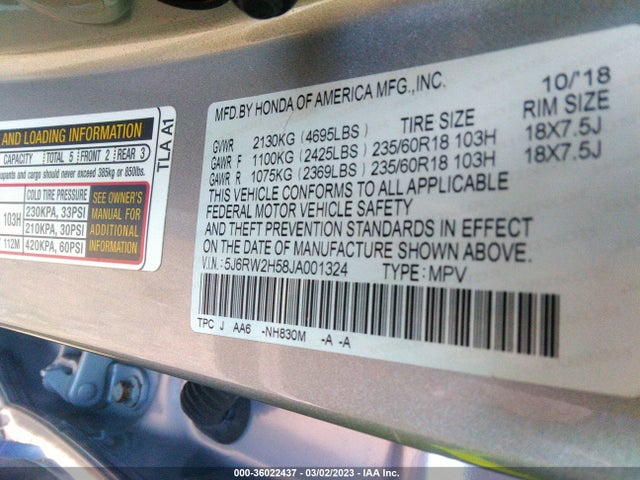 Honda CR-V EX 2018 5J6RW2H58JA001324 Image 9
