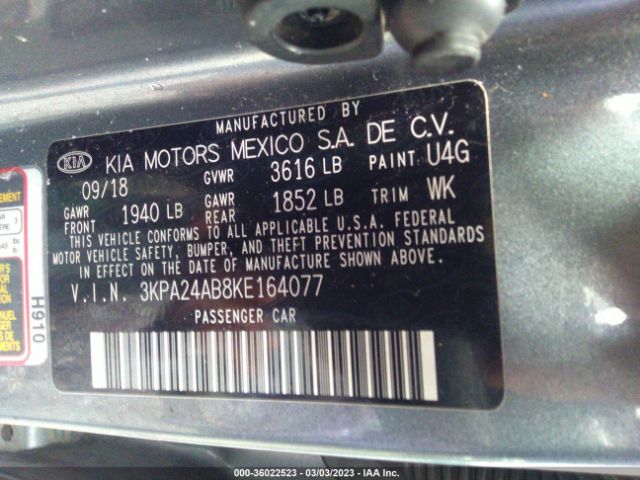 3KPA24AB8KE164077 KIA RIO S