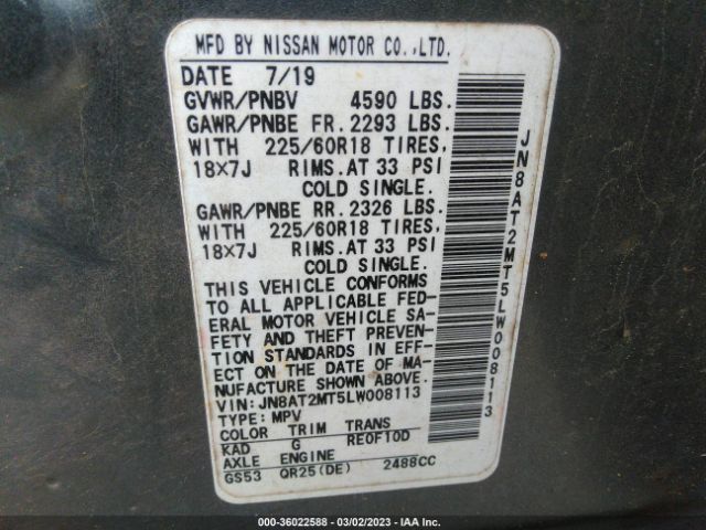 JN8AT2MT5LW008113 Nissan ROGUE SV
