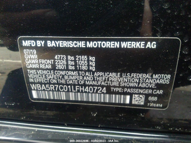 BMW 3 Series 330i Xdrive 2020 WBA5R7C01LFH40724 Image 9