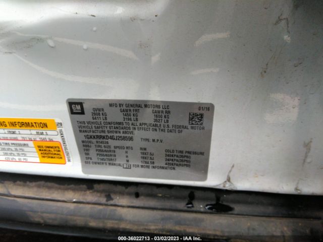 1GKKRRKD4GJ258596 GMC ACADIA SLT