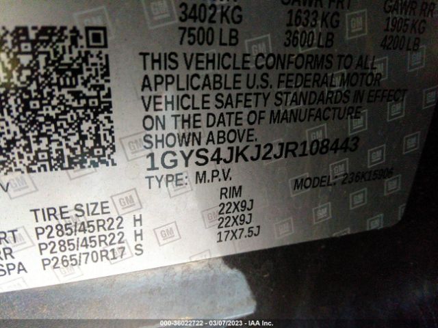 1GYS4JKJ2JR108443 Cadillac Escalade Esv Premium Luxury