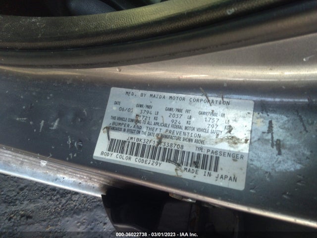 2005 MAZDA MAZDA3 I VIN: JM1BK32F151338708