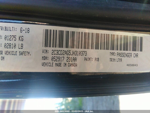 Dodge Challenger Sxt 2018 2C3CDZAG5JH310373 Image 11