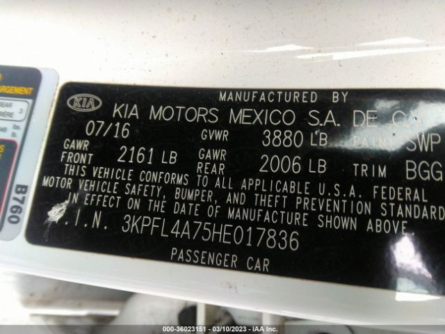 3KPFL4A75HE017836 KIA FORTE LX