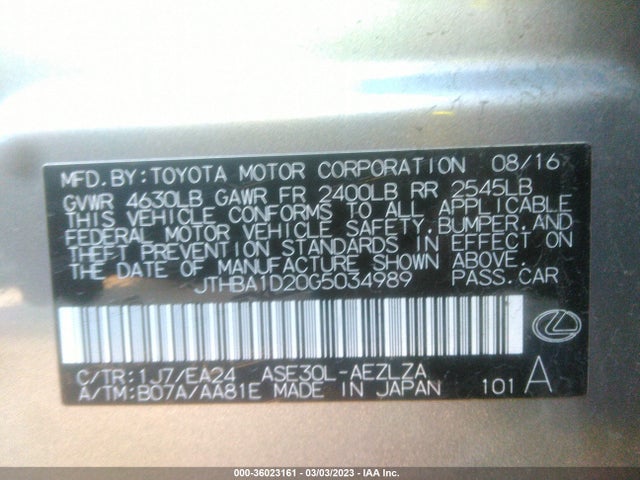 Lexus IS 200T 2016 JTHBA1D20G5034989 Image 11