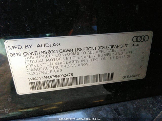 2017 Audi A8, VIN: WAU43AFD0HN002478