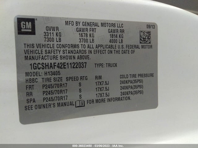 2014 Chevrolet Express, VIN: 1GCSHAF42E1122037