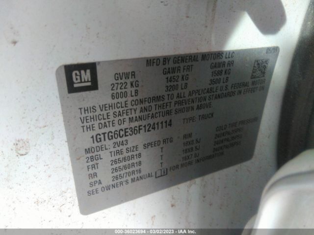 1GTG6CE36F1241114 GMC Canyon 4wd Slt