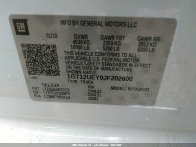 1GT12UEY9JF202600 GMC Sierra 2500hd Denali