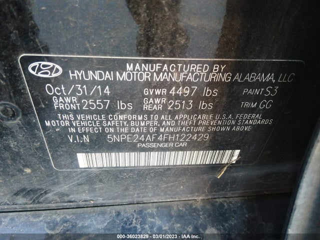 Hyundai Sonata 2.4l Se 2015 5NPE24AF4FH122429 Image 10