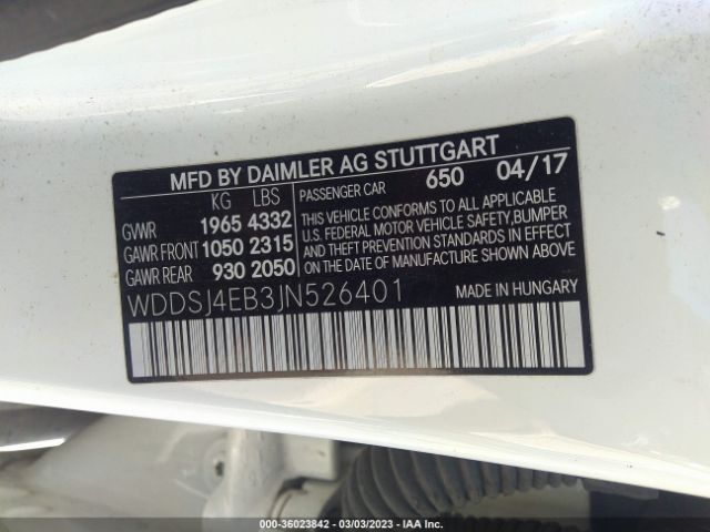 WDDSJ4EB3JN526401 Mercedes-Benz Cla Cla 250