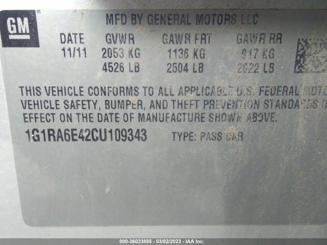 Chevrolet Volt 2012 1G1RA6E42CU109343 Image 9