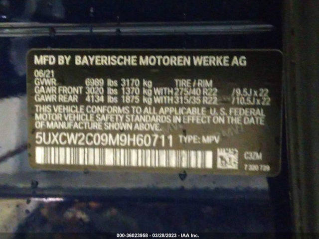 BMW X7 Xdrive40i 2021 5UXCW2C09M9H60711 Image 9